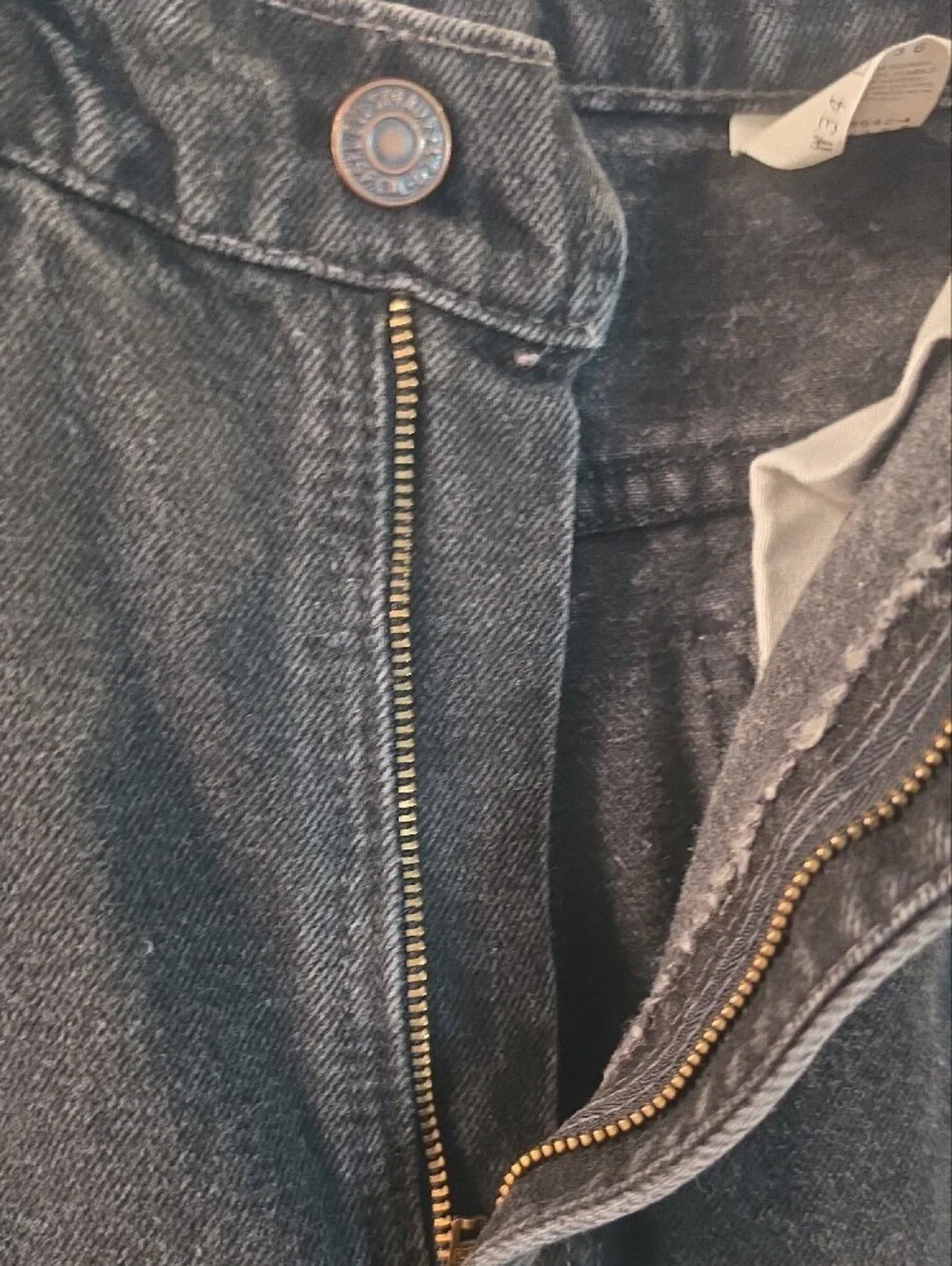 90s VTG Made In USA Orange Tab Levi's Men's Dark Charcoal Straight Jeans
